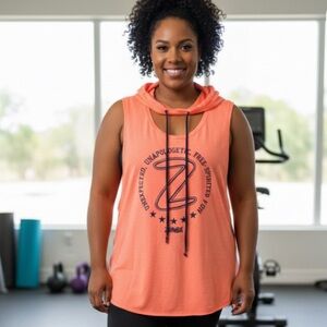 Zumba WeAre XXL Hooded Coral Muscle Tank Top